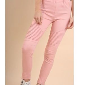Umgee Pink Washed Moto Jeggings Pants w/Zipper Ankles EUC Size Medium
